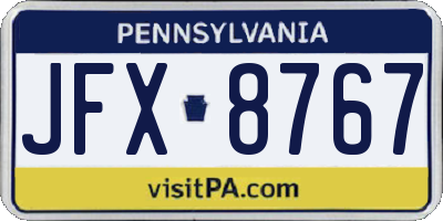 PA license plate JFX8767