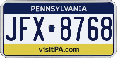 PA license plate JFX8768