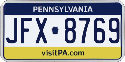 PA license plate JFX8769