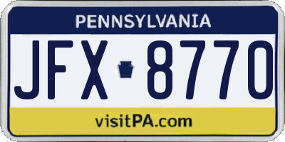 PA license plate JFX8770