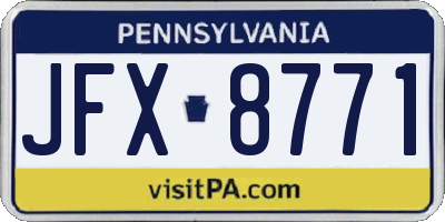 PA license plate JFX8771