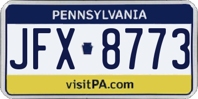 PA license plate JFX8773