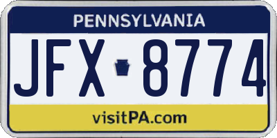 PA license plate JFX8774