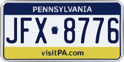 PA license plate JFX8776