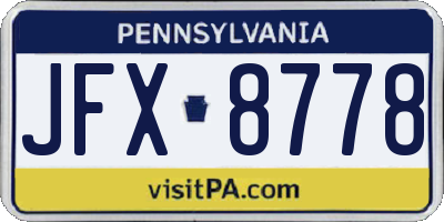 PA license plate JFX8778