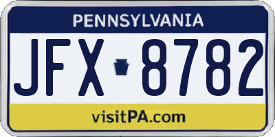 PA license plate JFX8782