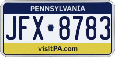 PA license plate JFX8783