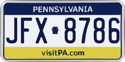PA license plate JFX8786