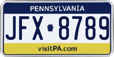 PA license plate JFX8789