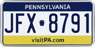 PA license plate JFX8791