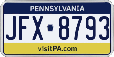 PA license plate JFX8793