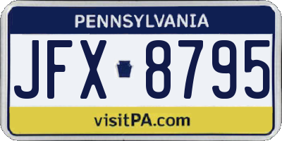 PA license plate JFX8795