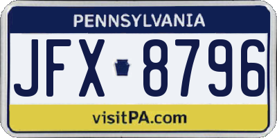PA license plate JFX8796