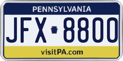 PA license plate JFX8800