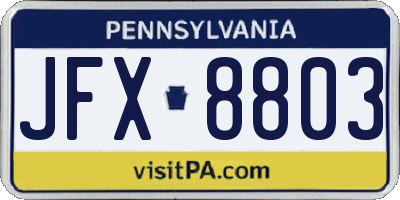 PA license plate JFX8803