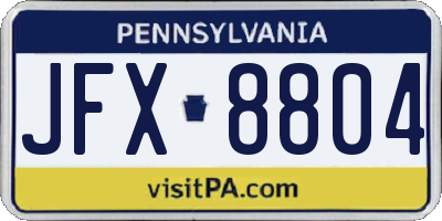 PA license plate JFX8804