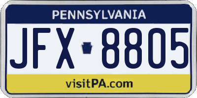 PA license plate JFX8805