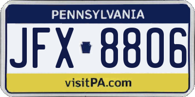 PA license plate JFX8806