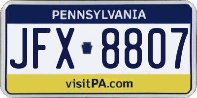 PA license plate JFX8807