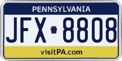 PA license plate JFX8808