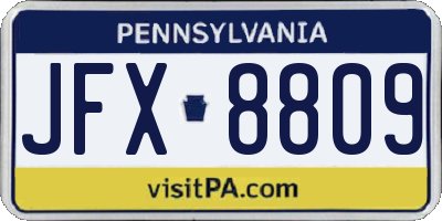 PA license plate JFX8809