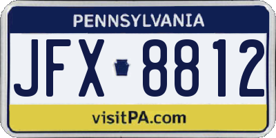 PA license plate JFX8812