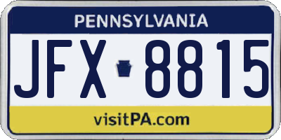 PA license plate JFX8815
