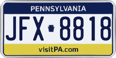 PA license plate JFX8818