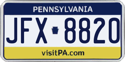 PA license plate JFX8820
