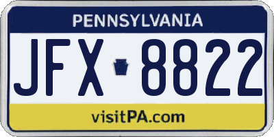 PA license plate JFX8822