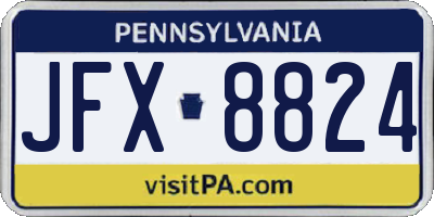 PA license plate JFX8824