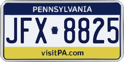 PA license plate JFX8825
