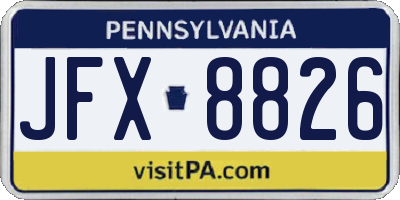 PA license plate JFX8826