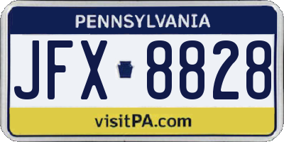 PA license plate JFX8828