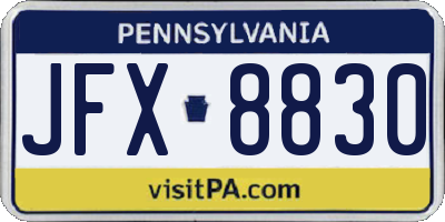 PA license plate JFX8830