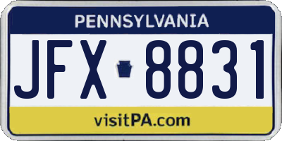 PA license plate JFX8831