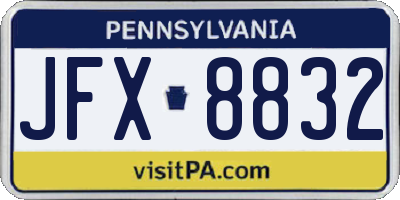PA license plate JFX8832