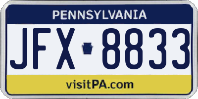 PA license plate JFX8833