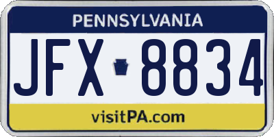 PA license plate JFX8834