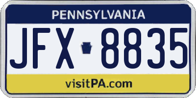 PA license plate JFX8835