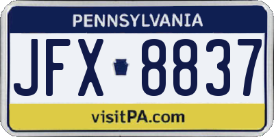 PA license plate JFX8837