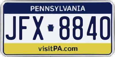 PA license plate JFX8840