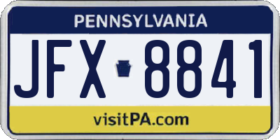 PA license plate JFX8841