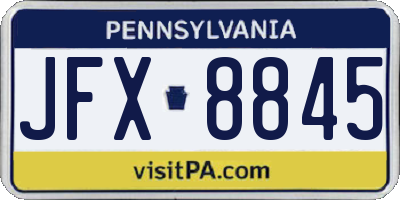 PA license plate JFX8845