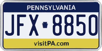 PA license plate JFX8850