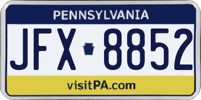 PA license plate JFX8852