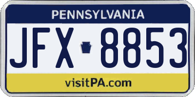 PA license plate JFX8853
