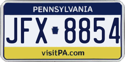 PA license plate JFX8854