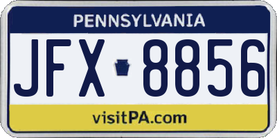 PA license plate JFX8856