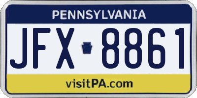 PA license plate JFX8861